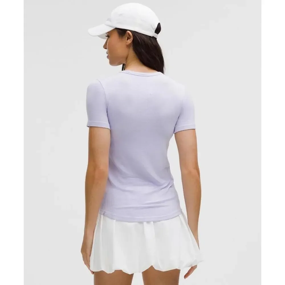 NWT Lululemon Hold Tight Short Sleeve Shirt Size 4 Lilac Ether Ribbed Modal Tee - Picture 6 of 7